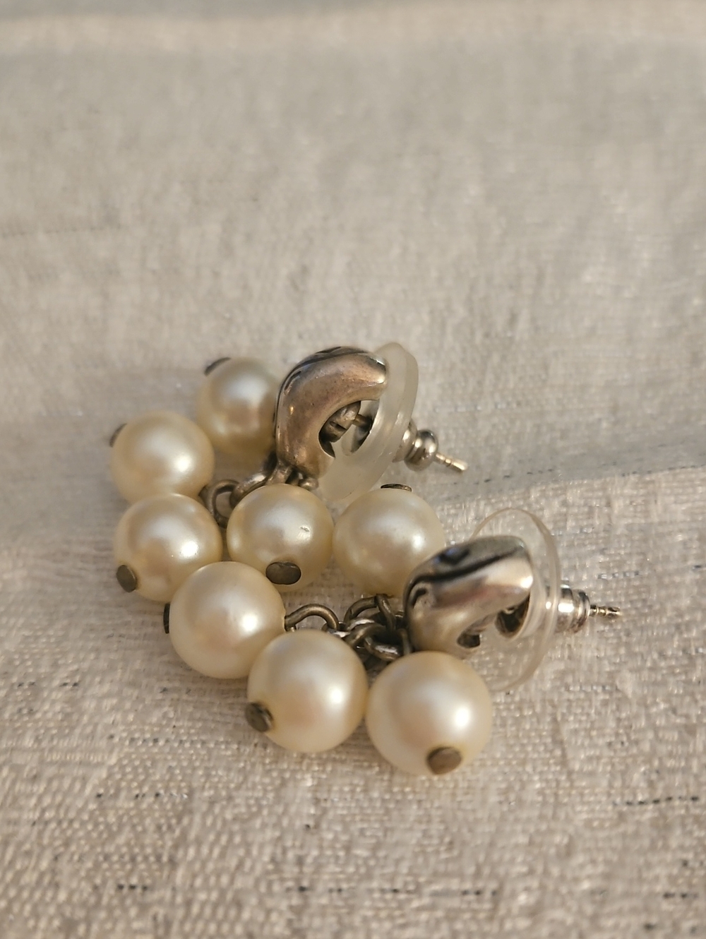 BRIGHTON White Pearl Cluster Drop Earrings - Picture 4 of 6